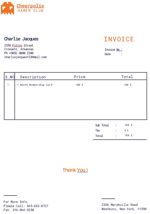 Gaming Company Invoice Template PSD template